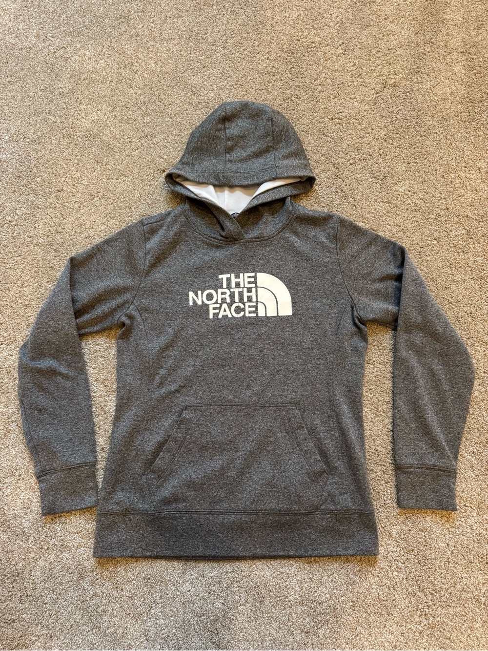 The North Face Womens M Grey Pullover Hoodie Hooded Sweatshirt 100% Polyester